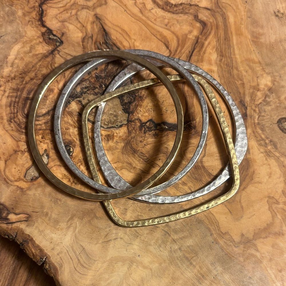 Gold and Silver Metal Bangle Bracelet Set